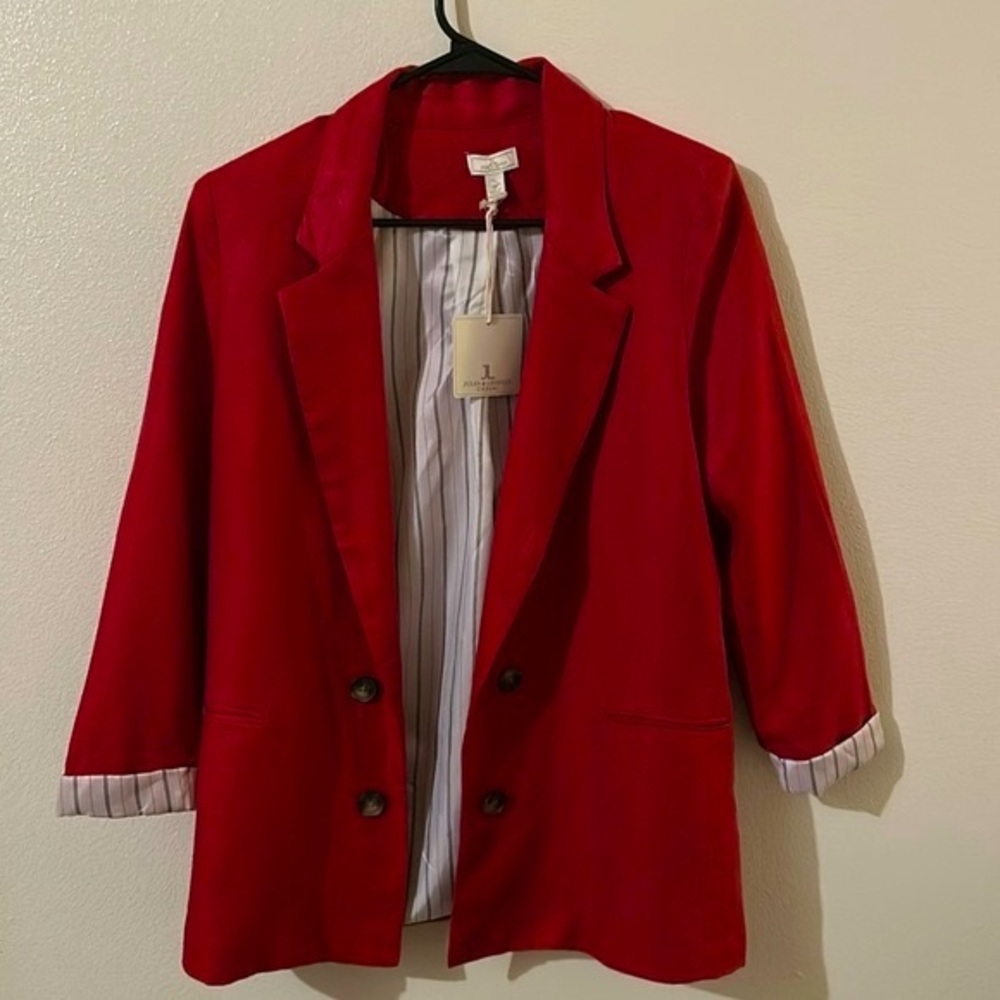 NWT Jules&Leopold Red Casual Linen/Rayon 4 Button Open Faux Pockets Size:S/P